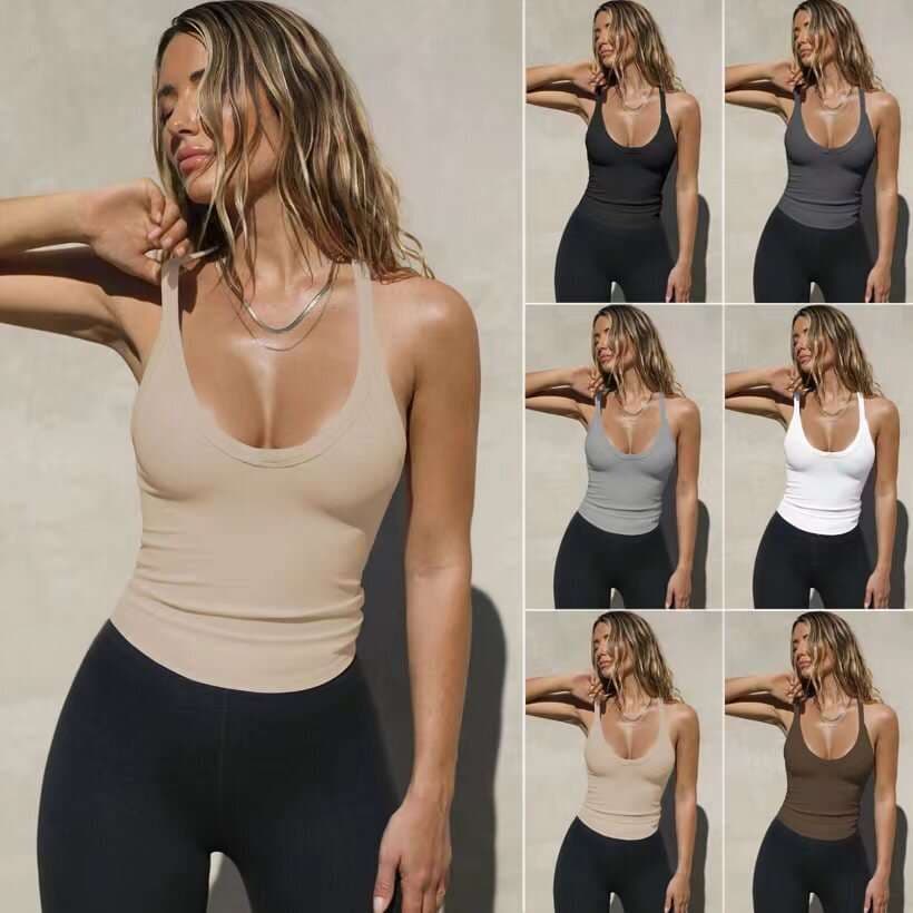 Amazon 2025 Spring New Short Sleeve Knitted Vest European and American Women's Fashion Sexy Slim Fit Top Trendy Brand Base Layer