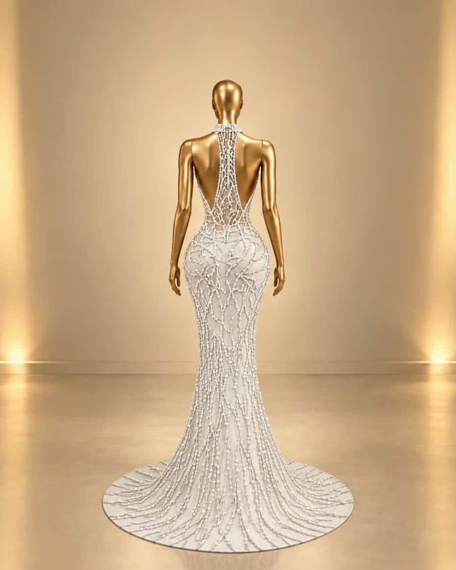 Vana V Back Dress (White) PREORDER