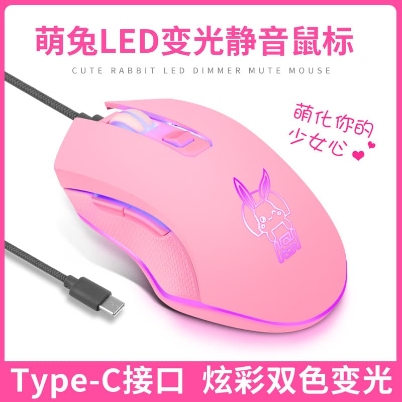USB Type-C Wired Mouse Cute Cartoon Mouse Computer Accessories Peripherals Pc Desktop Computer Mouse Cartoon Mouse