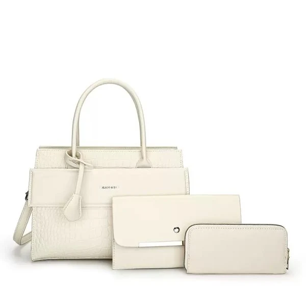 Balado 3-Piece Women’s Crocodile-Texture Handbag Set with Shoulder Bag & Wallet
