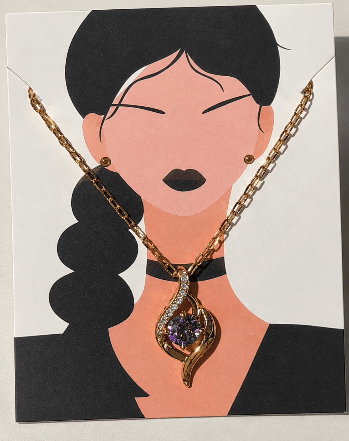 Golden Purple Rhinestone Necklace