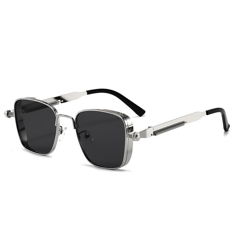 Big Frame 2026 New High-End Heavy-Duty Sunglasses for Men Square Frame Steampunk Metal Sunglasses with Spring Legs