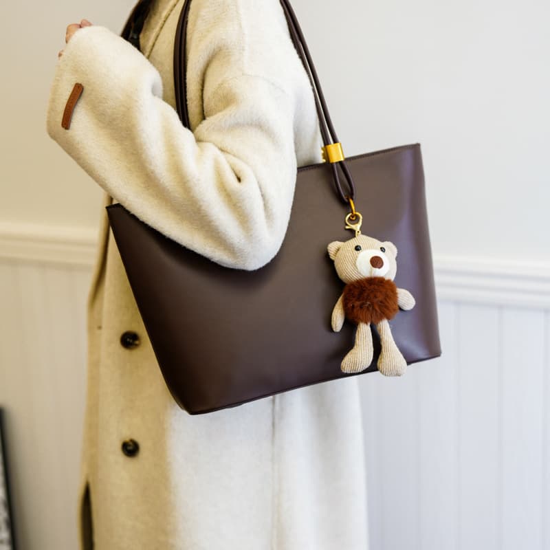 Large Capacity Retro Simple Tote Bag Women's Commuter All-match Shoulder Bag PU Texturous Solid Color Casual Handbag