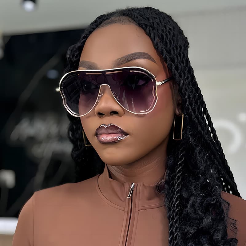 European and American New Siaman Large Frame Toad Goggles Hollow Sunscreen Sunglasses Cross-border Trend Online Hot Spice Girl Personalized Sunglasses
