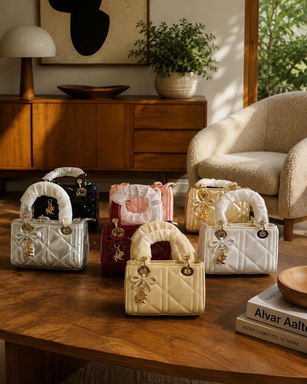 Women’s Small Quilted Handbag – Padded Handle with Gold Charm, Multiple Colors