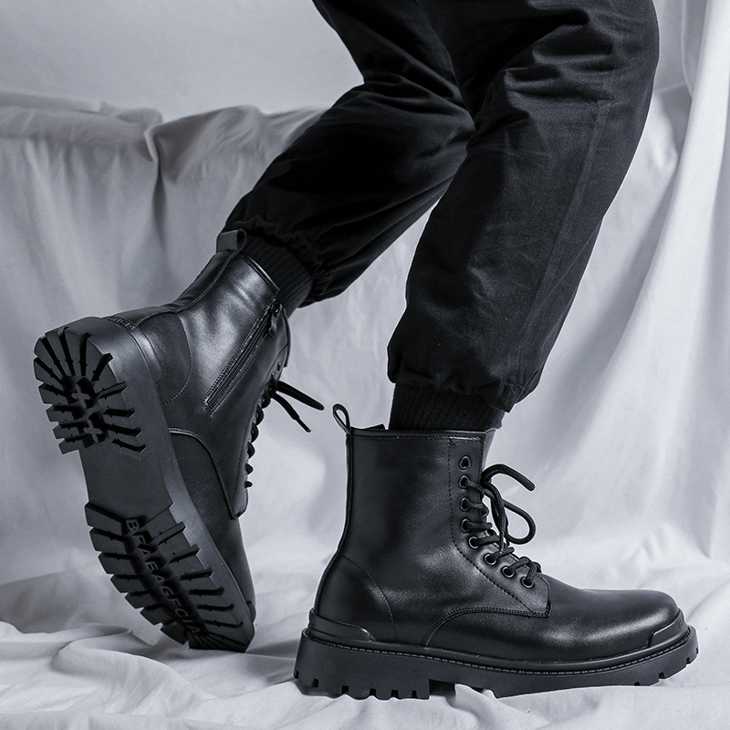 all-match high-top leather boots – VICSMALL