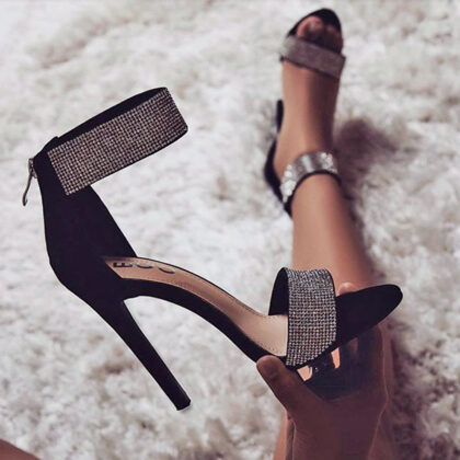 shiny rhinestone high heels large
