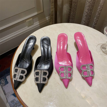rhinestone simple solid color pointed toe stiletto ladies high heels