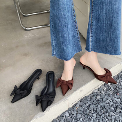 pointed toe shallow mouth bowknot sandals